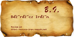 Böröcz Irén névjegykártya